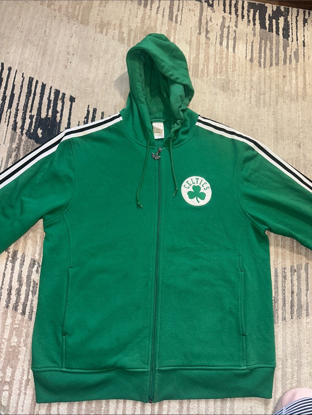 ADIDAS NEW AUTHENTIC NBA BOSTON CELTICS COURT SERIES FULL ZIP HOODIE SIZE L